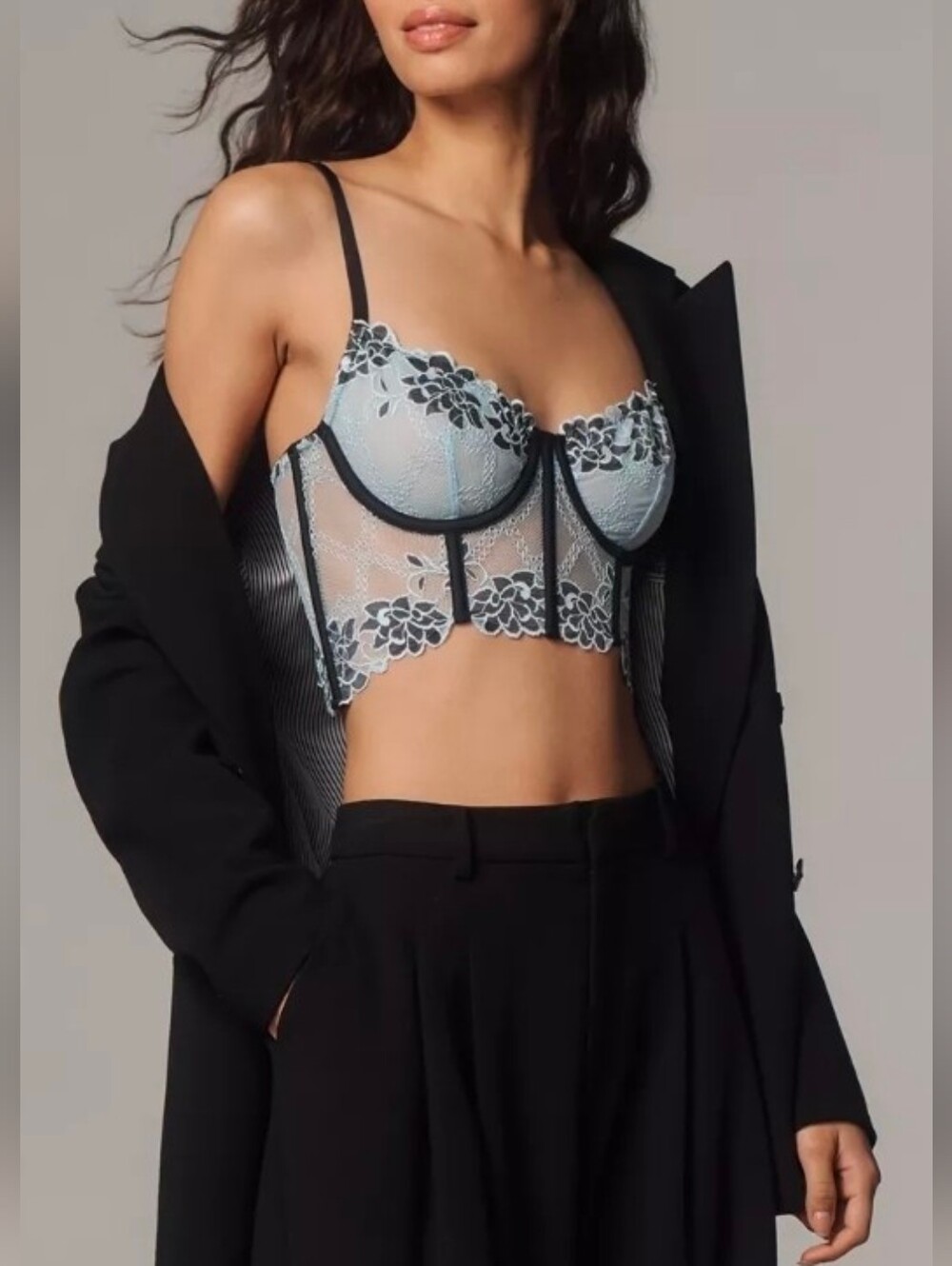 Anthropologie Lace And Mesh Floral Corset Bralette - Picture 4 of 4
